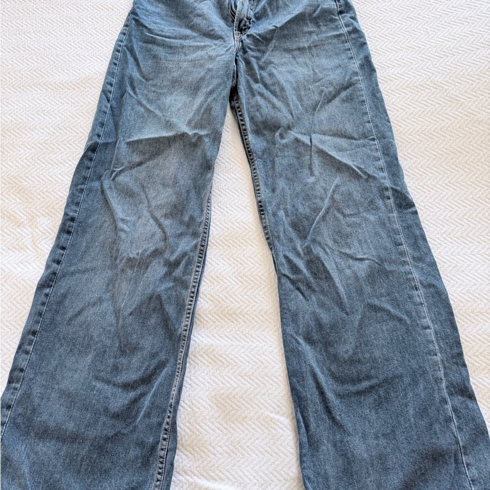 H&M Blue High Rise Wide Leg Women's Denim Cotton Jeans size 4